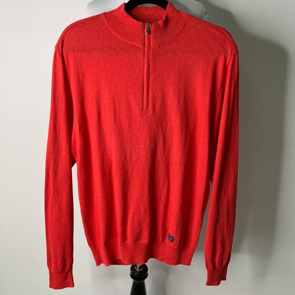 Paul & Shark Men's Red Vintage Cotton Long Sleeve Mock Neck Knit Pullover Medium